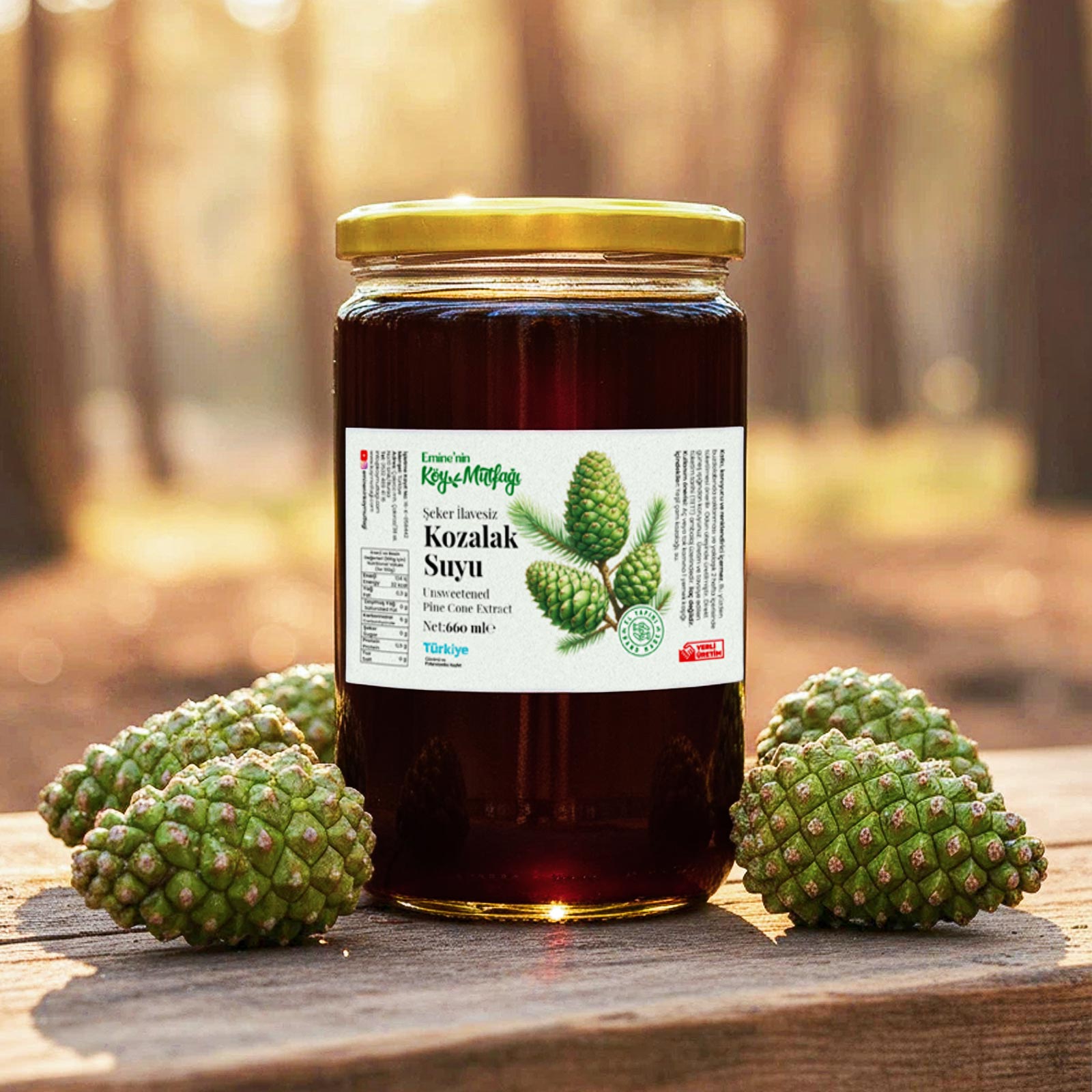 odun-ateşinde-kaynatılmış-kozalak-şurubu-şekersiz-katkısız-doğal-kozalak-suyu – Kopya Şeker İlavesiz Kozalak Suyu 660ml - Odun Ateşinde Kaynatılmıştır - Görsel 1