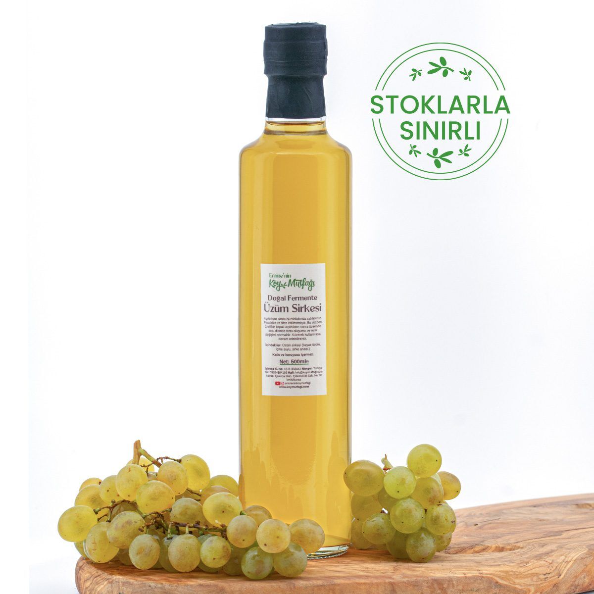 Doğal Fermente Beyaz Üzüm Sirkesi 500ml - Görsel 1